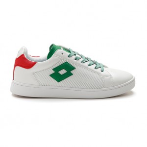 Men Lotto 1973 Amf Net Sneakers White / Green / Red | 75082-KYLB