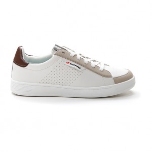 Men Lotto Court '73 Amf Sneakers White / Brown | 69057-HMTL