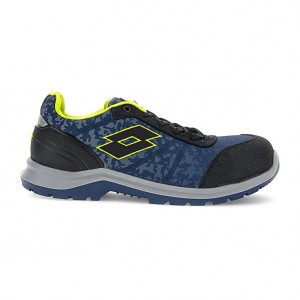 Men Lotto Hit 400 S1p Safety Shoes Blue / Green / Black | 28976-JQHB