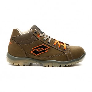 Men Lotto Jump Mid 900 S3 Src Safety Shoes Brown | 47513-XSAR